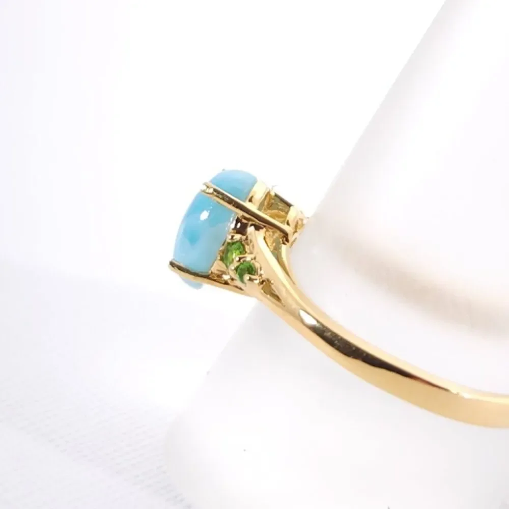 Larimar 1.9 Carats Ring Vermeil YG over Sterling Silver Size 10